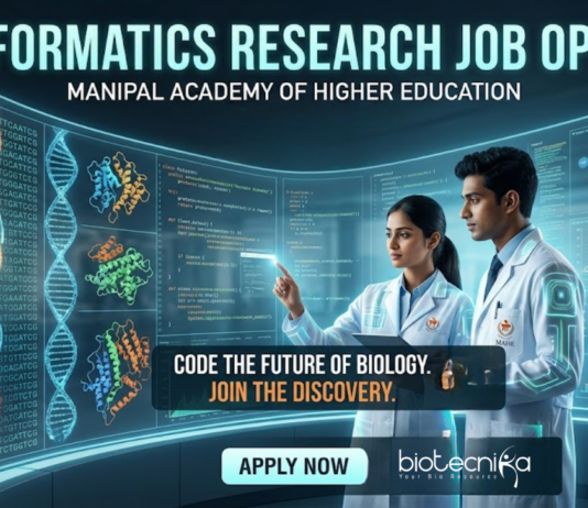 Bioinformatics Job at MAHE. Bioinformatics Candidates, Apply Now & Earn ₹56,000 + HRA per month. Research Job in Karnataka.