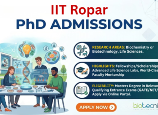 PhD Admissions at IIT Ropar. Biotechnology & Biochemistry Candidates, Apply Now. Opportunities in Biomaterials & Drug Delivery.