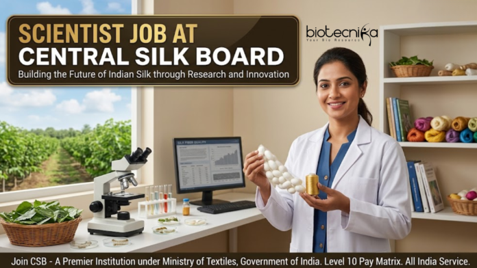 Scientist Job at Central Silk Board. Agricultural Sciences Candidates, Apply Now. Scientist Job Opportunities in the Agricultural Job sector. Scientist Job at Central Silk Board. Agricultural Sciences Candidates, Apply Now. Scientist Job Opportunities in the Agricultural Job sector.