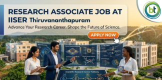 Research Associate Job at IISER Thiruvananthapuram. Biotechnology Candidates, Apply Now. Earn Rs. 60,000/- + 10% HRA.