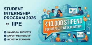 Internship for Life Science Students at IIPE, Visakhapatnam. Apply Now & Get a stipend of ₹10,000. Internship for Life Science & STEM fields.