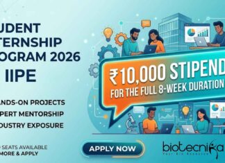 Internship for Life Science Students at IIPE, Visakhapatnam. Apply Now & Get a stipend of ₹10,000. Internship for Life Science & STEM fields.
