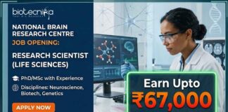 Life Sciences Scientist Job at NBRC. Life Sciences Candidates, Apply Now For Research Scientist Role and Earn Upto ₹67,000.