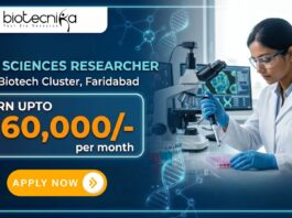 Life Sciences Job at BRIC-THSTI (Translational Health Science and Technology Institute). Apply Now & Earn Rs. 60,000/-