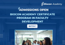 Biocon Academy Certificate Program in Faculty Development – Batch 7 | Admissions Open Biocon Academy Certificate Program in Faculty Development. Upgrade your Teaching Skills! Join the Batch 7. Admissions Open.