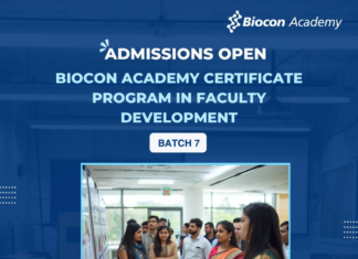 Biocon Academy Certificate Program in Faculty Development – Batch 7 | Admissions Open Biocon Academy Certificate Program in Faculty Development. Upgrade your Teaching Skills! Join the Batch 7. Admissions Open.