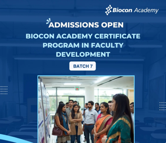 Biocon Academy Certificate Program in Faculty Development. Upgrade your Teaching Skills! Join the Batch 7. Admissions Open.