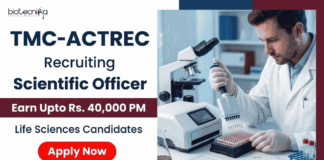 TMC ACTREC Recruitment - Scientific Officer Vacancy. Attend the Walk-In Interview for Life Sciences Jobs and Biotechnology Career Growth.