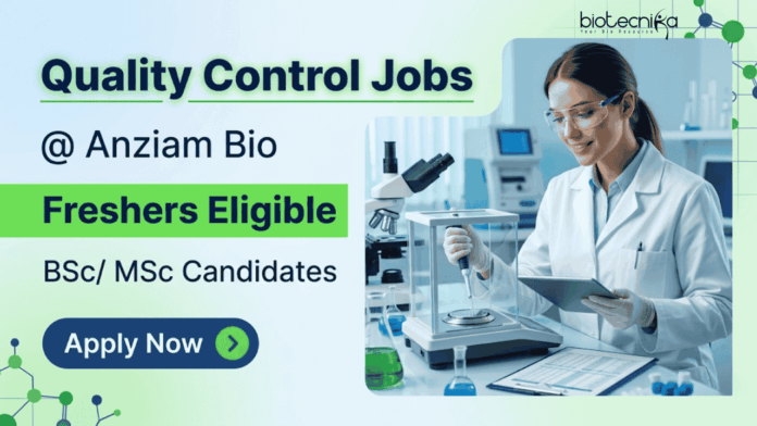Anziam Bio (2) Apply for ANZIAM Bio Quality Control Jobs. Freshers Job for B.Sc/M.Sc Candidates in Bhiwadi with ₹20,000 Salary and Career Growth.