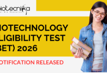 Biotechnology Eligibility Test (BET) 2026 Notification Released – Check Eligibility, Syllabus & Apply Online Biotechnology Eligibility Test (BET) 2026 Notification Released – Check Eligibility, Syllabus & Apply Online. Apply for Biotechnology Eligibility Test (BET) 2026 by Department of Biotechnology. Get DBT-JRF fellowship. Check Eligibility, Fees & Apply