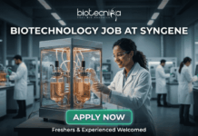 URGENT Hiring! Biotechnology Job at Syngene | You Can’t Miss in Bangalore! Biotechnology Job at Syngene Bangalore. A minimalist black text-based logo on a plain white background, featuring the primary word "biotecnika" in a modern, lower-case sans-serif font. Below the main name, the tagline "Your Bio Resource" is in a smaller, spaced-out serif font. Integrated into the right side of the "biotecnika" text is a stylized, single-line glyph of an abstract human figure with an outstretched arm.
