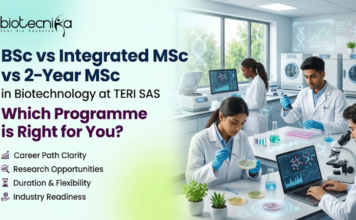 BSc vs Integrated MSc vs 2-Year MSc in Biotechnology at TERI SAS – Which Programme is Right for You? BSc vs Integrated MSc vs 2-Year MSc in Biotechnology at TERI SAS - Which Programme is Right for You. BSc vs Integrated MSc vs MSc Biotechnology TERI SAS guide Biotechnology courses after 12th TERI SAS Choose the right biotechnology programme TERI SAS