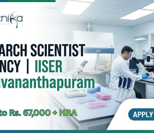 Research Scientist vacancy at IISER Thiruvananthapuram | Apply