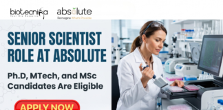 Senior Scientist Job at Absolute | PhD, MTech, & MSc Candidates.