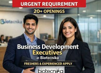 Immediate Joiners Wanted! 20+ Vacancies For Business Development Executive Job at Biotecnika | Freshers Attend Walk-In