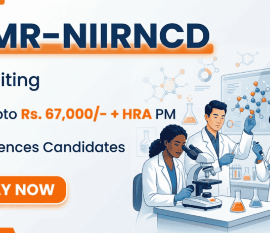 Govt Life Sciences Research Scientist Jobs at ICMR NIIRNCD | Earn Upto Rs. 67,000/- + HRA | Attend the Walk-In Interview Apply for ICMR Research Scientist Jobs. Explore ICMR NIIRNCD Recruitment for Life Sciences Career with ₹67,000 salary. Walk-in on April 15.