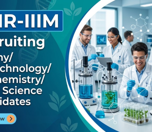Apply for CSIR IIIM Recruitment. Project Associate Jobs Open for Candidates Interested in Life Sciences Research at Jammu.
