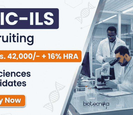 ILS Recruitment for Project Associate Jobs in Life Sciences Research. Apply for DBT-funded role with ₹42,000 salary. Walk-in April 30.