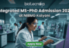 Integrated MS-PhD Admission 2026 at NIBMG Kalyani | Applications Invited! Integrated MS-PhD Admission 2026 at NIBMG Kalyani. A modern featured image for "Integrated MS-PhD Admission 2026 at NIBMG Kalyani." It shows a young scientist enthusiastically analyzing DNA sequencing data on a futuristic monitor in a genomics lab. Includes the Biotecnika logo and an "Apply Now" button.