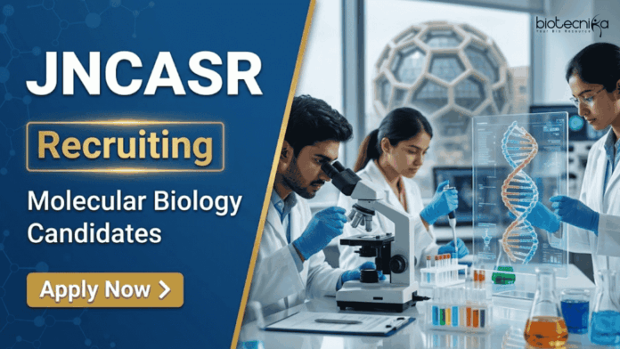 JNCASR Molecular Biology Jobs at JNCASR Recruitment. Apply for Research Scientist Jobs in Bengaluru. ICMR project. High-paying research role.