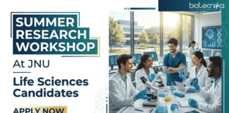 JNU Recruitment: Apply for Summer Research Workshop 2026 in Molecular Biology. Excellent Learning Opportunity for Life Sciences Students.