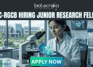 BRIC-RGCB Hiring Junior Research Fellow! Earn Upto ₹ 37,000/- + 18% HRA per month Junior Research Fellow Job at BRIC-RGCB Life Science Job. Apply for Junior Research Fellow at BRIC-RGCB. Top Life Science Job with ₹37,000 salary. Check eligibility, project details, and apply.