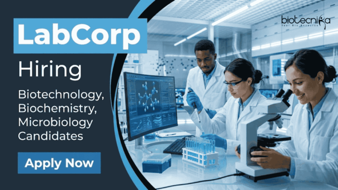 Labcorp (2) Apply for Life Sciences Jobs under Labcorp Career Bangalore. Biotechnology Jobs for MSc Candidates in lab operations.
