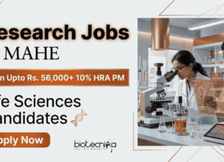 Apply for Research Jobs under MAHE Career. Life Sciences Jobs for Scientist, Lab Technician & Assistant roles in Govt Research Projects.