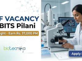 JRF Vacancy at BITS Pilani. Biological Sciences Candidates, Apply Now & Earn Rs. 37,000 Per Month. Junior Research Fellow Opportunity.