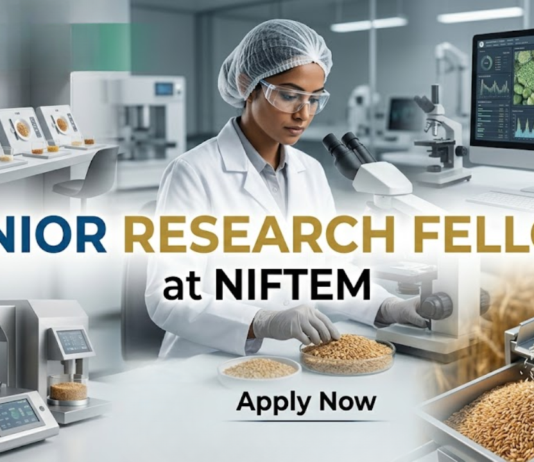 Senior Research Fellow at NIFTEM. Life Sciences & Food Sciences Candidates, Apply Now & Earn ₹42,000 + 10% HRA.