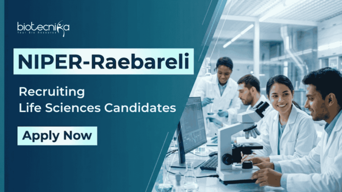 NIPER (1) Apply for NIPER Raebareli Recruitment Research Assistant post. Best Research Jobs for M.Sc Life Sciences Candidates.