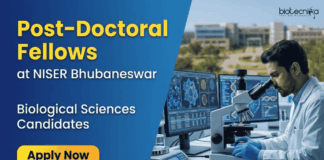 NISER Bhubaneswar Recruitment invites Post-Doctoral Fellow Applications. Great Career in Life Sciences for PhD Researchers.