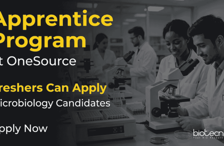 Microbiology Apprentice Program at OneSource | BSc/ MSc Freshers Can Apply Apply for OneSource Apprentice Program for Freshers: Microbiology Jobs in Bengaluru for 2024 & 2025 Graduates. Start your Career Now.