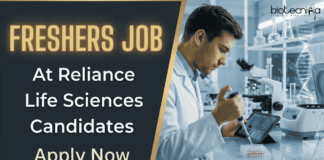 Apply for Reliance Life Sciences Young Professionals Job. Best Life Science Jobs for Freshers under Reliance Job Vacancy in Navi Mumbai.