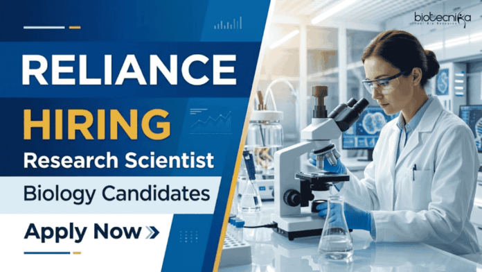 Research Scientist Jobs under Reliance Career. Apply for Biology Jobs in Navi Mumbai. PhD R&D role with Great Growth Opportunity.