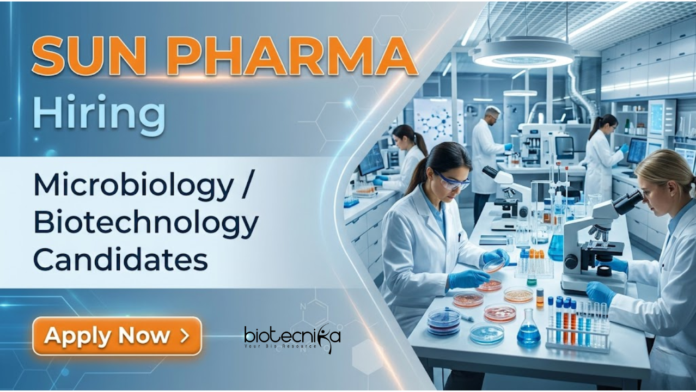 Sun Pharma (2) Apply for Senior Officer Role under Sun Pharma Career . MSc Biotechnology & Microbiology Candidates Explore Quality Control Jobs.