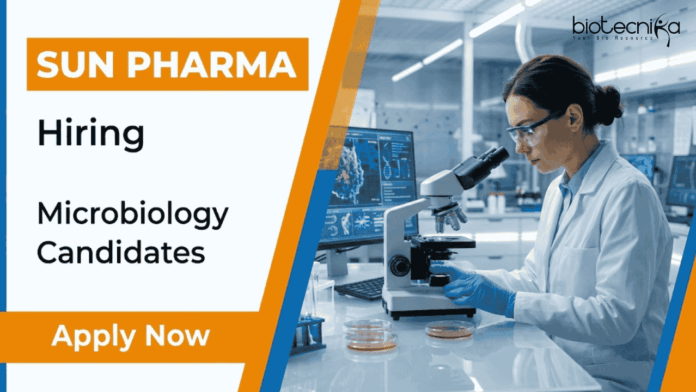 Sun Pharma Apply for Microbiology jobs at Sun Pharma Careers. QC jobs for M.Sc graduates in pharma quality control, sterility testing, and lab roles.