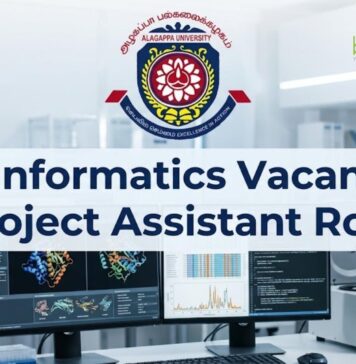 Bioinformatics Job 2026 | Walk-in Interview at Alagappa University | Project Assistant Role Bioinformatics Job at Alagappa University | Attend the Walk-in