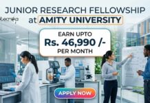 Junior Research Fellowship at Amity University | Apply Now for AIMMSCR Project 2026 | Earn Upto Rs. 46,990 /- Per Month Junior Research Fellowship at Amity University | Apply Now