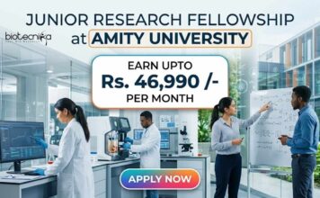 Junior Research Fellowship at Amity University | Apply Now for AIMMSCR Project 2026 | Earn Upto Rs. 46,990 /- Per Month Junior Research Fellowship at Amity University | Apply Now