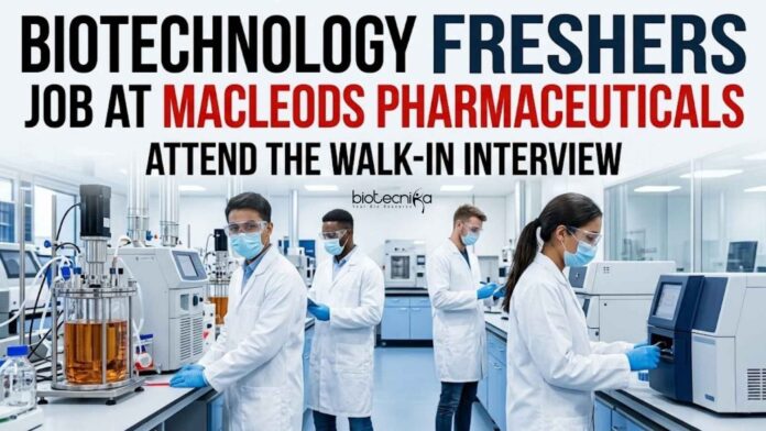 Biotechnology Freshers Job at Macleods Pharmaceuticals | Walk-In Biotechnology Freshers Job at Macleods Pharmaceuticals | Walk-In