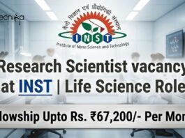 Research Scientist vacancy at INST | Life Science Vacancy | Apply