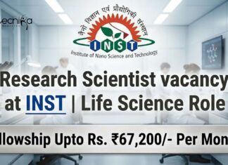 ICMR Funded Govt Fellowship 2026 at INST: Earn Up To ₹67,200 /-per month | Research Scientist Vacancy You Can’t Miss! Research Scientist vacancy at INST | Life Science Vacancy | Apply