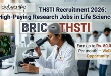 THSTI Recruitment 2026: High-Paying Research Jobs in Life Science | Earn up to Rs. 80,000/- Per month – Walk-In Opportunity Research Jobs at BRIC-THSTI | Career in Life Sciences | Apply Now