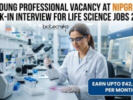 Young Professional Vacancy at NIPGR | Life Science Role | Walk-in