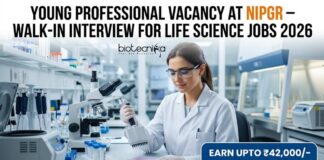 Young Professional Vacancy at NIPGR | Life Science Role | Walk-in