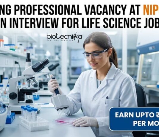 Young Professional Vacancy at NIPGR | Life Science Role | Walk-in