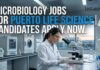 Microbiology Jobs for Puerto Life Science | Candidates Apply Now