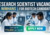 Research Scientist Vacancy at NIMHANS | Biotech Grads Apply