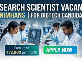 Research Scientist Vacancy at NIMHANS | Biotech Grads Apply